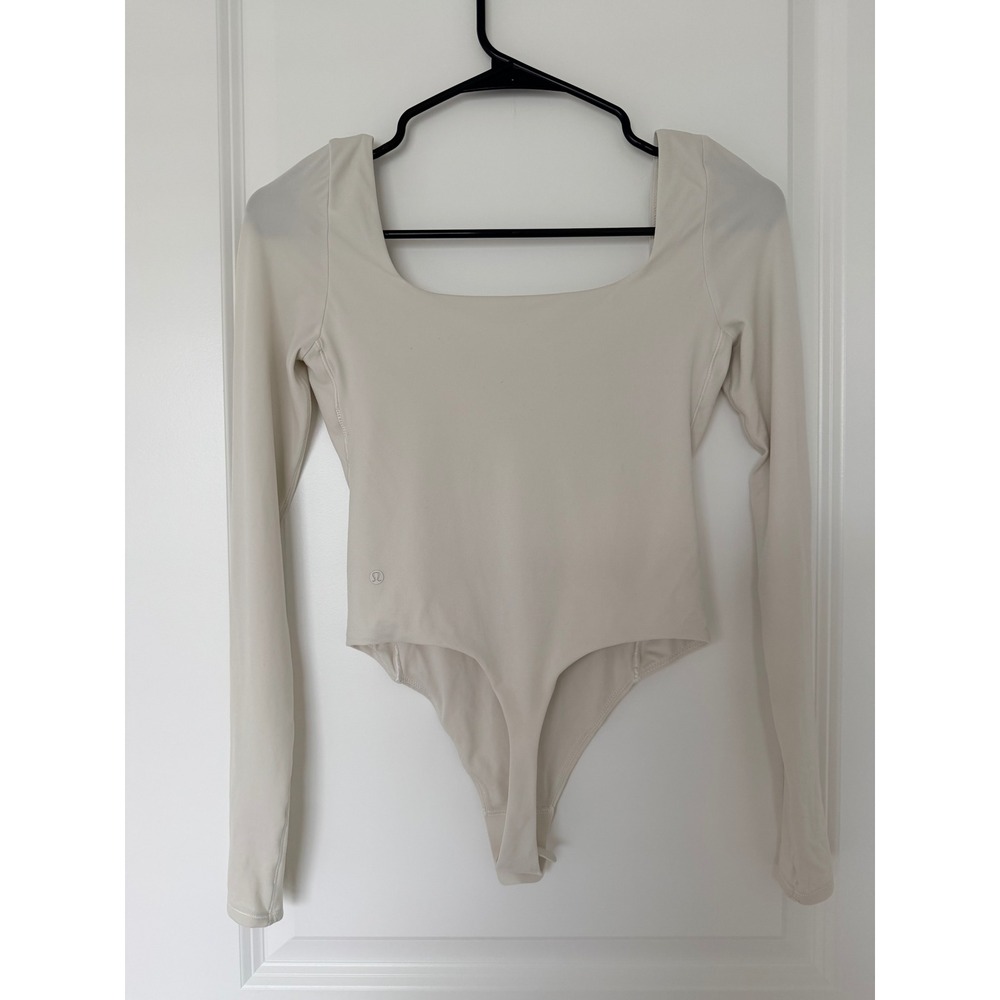 Lululemon Wundermost Ultra-Soft Nulu Mesh Long-Sleeve Bodysuit Bone Size 2 - Picture 2 of 3